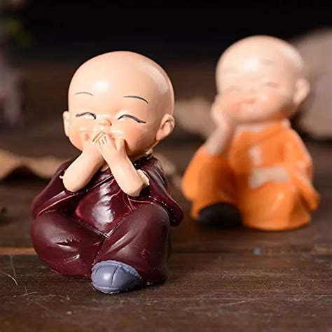 4 Pcs Monk Buddha Miniature Showpiece Set Monks Figurine Statue, Cute ...