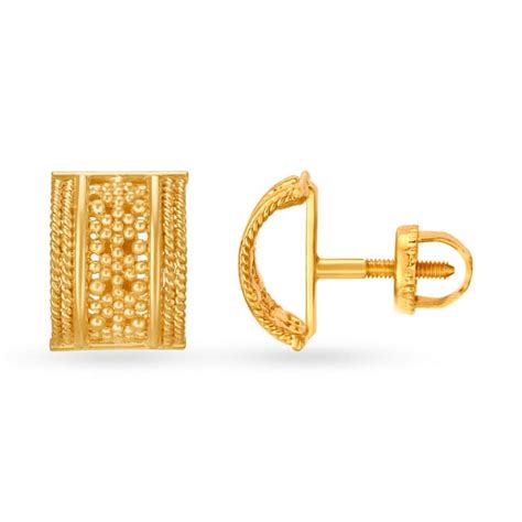 Atypical 22 Karat Yellow Gold Geometric Studs