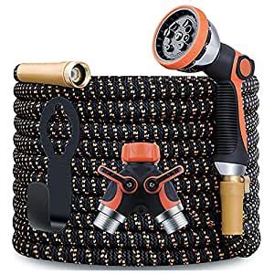 Qunan 50ft Expandable Garden Hose Flexible Expanding Water Hose Nozzle ...