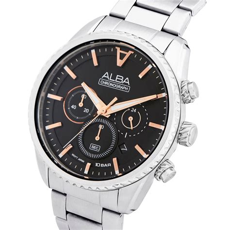 AT3H81X1 Jet Black Dial Chronograph Watch – ALBA WATCHES INDIA