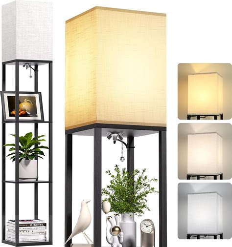 CNXIN 4 Tier Floor Lamp with Shelves, Shelf Floor Lamp for Living Room ...