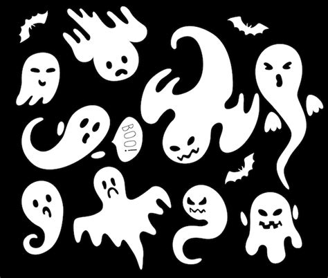 Spooky halloween ghost set | Premium Vector