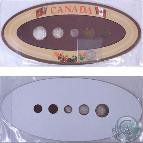 1942 Canada 1-cent to 50-cent Decimal Set in Coloured Canada Board.