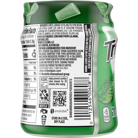 Trident Spearmint Gum, 50 Count, 6 Per Box, 4 Per Case