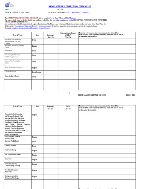 Image result for NPDES Inspection Form