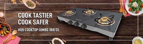 Faber Jumbo SS 3 Brass Burner Cooktop | 1 Jumbo, 1 Medium, 1 Small ...
