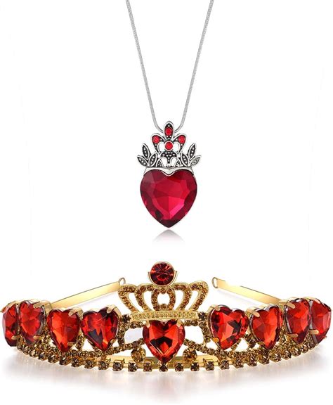 FUNLMO Evie Red Heart Tiara and Necklace Descendants India | Ubuy