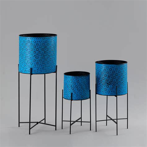 Set of 3 blue Planters – Indecraft