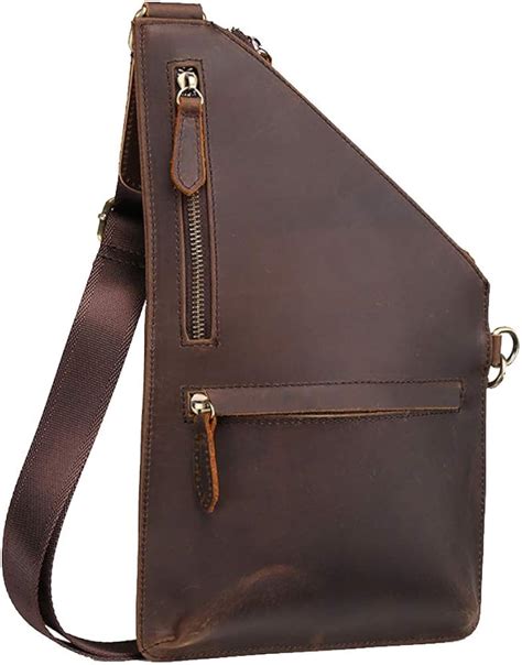 Buy LederleiterUSA Men Sling Bag Leather Chest Pack Retro Multipurpose ...