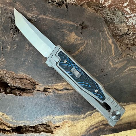 Reate EXO M T/E Gravity Knife Titanium Handle w/ Blue Black G10 ...