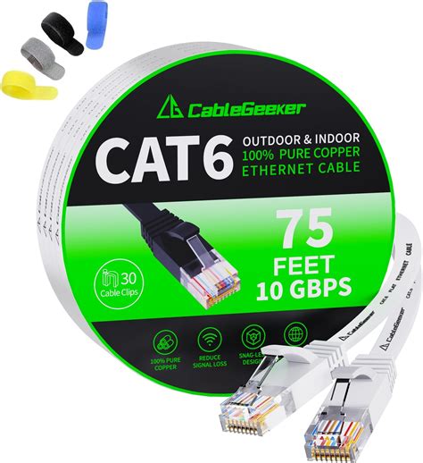 Cat 6 Ethernet Cable 75 ft (at a Cat5e Price but Higher Bandwidth) Flat ...