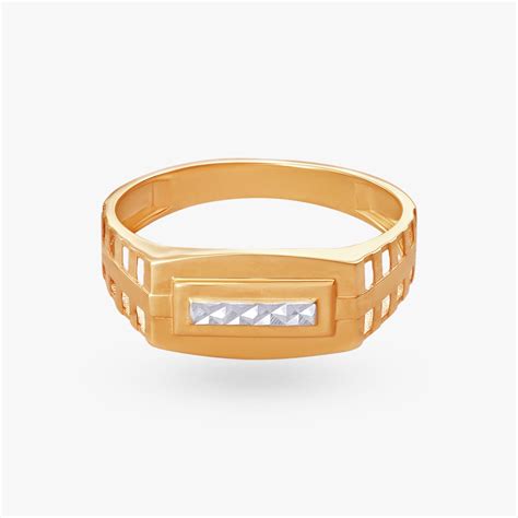 Geometric Grid Gold Finger Ring for Men