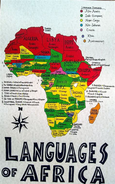 Languages of africa hand drawn map – Artofit