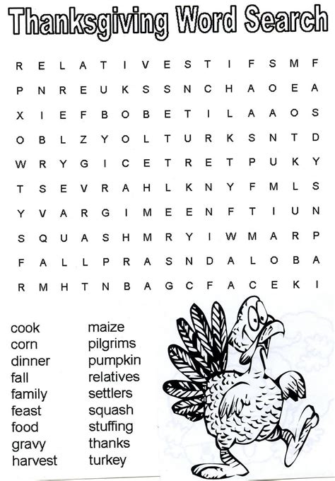 Printable Thanksgiving Word Search - Printable Word Searches
