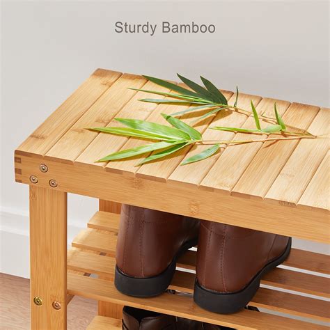 Bamboo Shoe Rack Bench, 3-Tier Shoe Shelf Organizer Holds up to 220 lbs ...