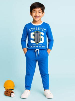 Buy Kuchipoo Boys Blue Regular Fit Cotton Co-Ord Set (3-4 Years) Online