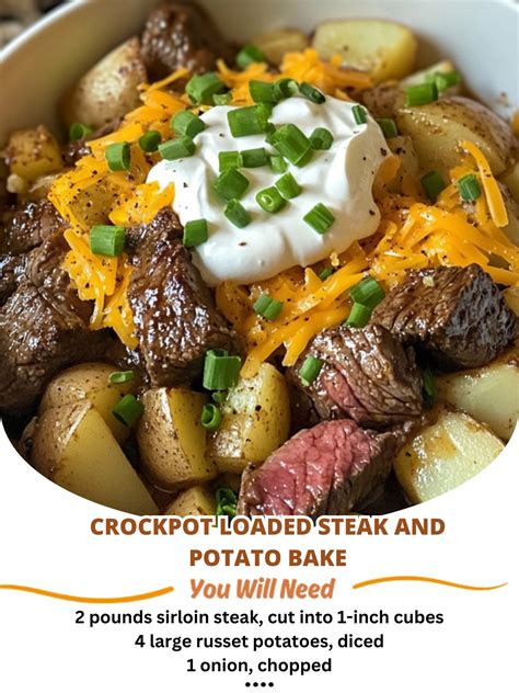 Crockpot Loaded Steak and Potato Bake