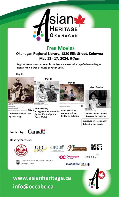 Asian Heritage Month Movie Week, Kelowna Downtown Library | ORL Branch ...
