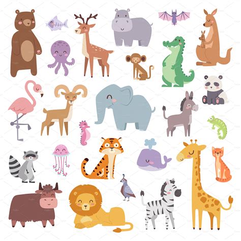 Cartoon animals character vector | Animal Illustrations ~ Creative Market