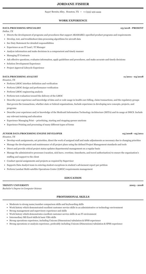 Image result for Data Processing Resume Examples