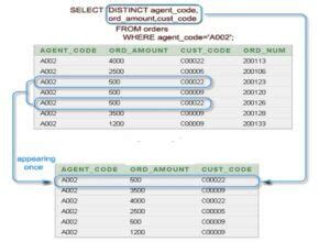 Image result for SQL=SELECT Distinct Example