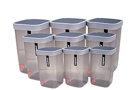 Buy Nayasa Bhaktee Fusion Plastic Containers (750, 1000, 1500ml, Grey ...