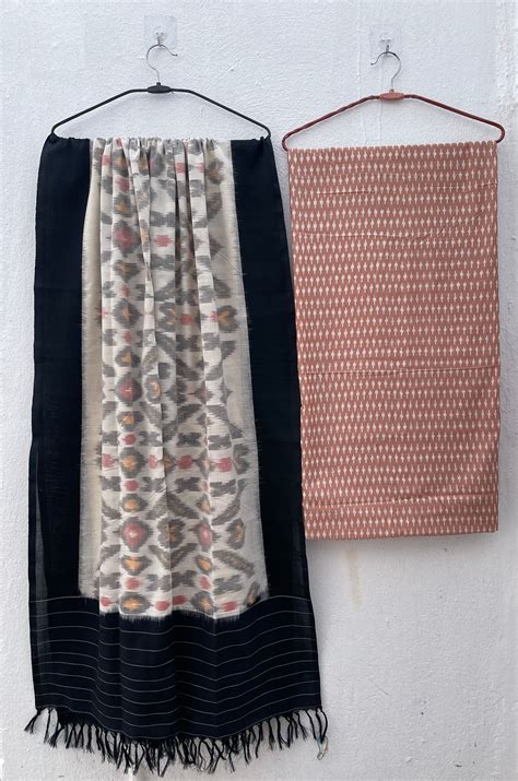 Premium Handloom Ikkat Kurta Dupatta Set – 2.5 Mtrs Mercerised Cotton ...