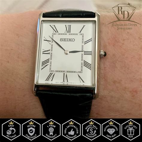 SEIKO Men's Watch Rectangular Quartz Black Leather India | Ubuy