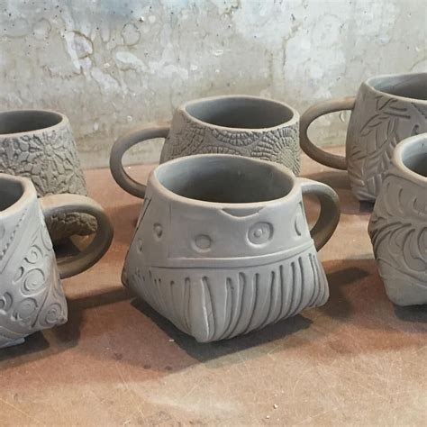 Slab built mugs - Lynn Wood (@potterytexturequeen) on Instagram Hand ...