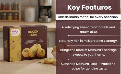 Delight Foods Fresh Mathura Doodh Peda 500 Gm - Indian Sweets - Mithai ...