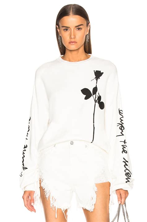 R13 Enjoy the Silence Script Sweatshirt in White | FWRD