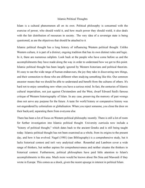 Islamic Political Thoughts - Islamic Political Thoughts Islam is a ...