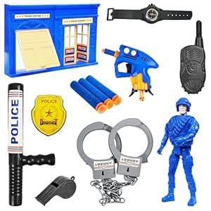 Buy VGRASSP 10 Pcs Police Toy Set for Kids - Pretend Play Officer Kit ...
