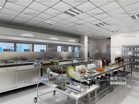 现代酒店中央厨房后厨3d模型下载-【集简空间】「每日更新」
