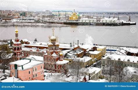 Winter Russian Ancient City Nizhny Novgorod Stock Image - Image of ...