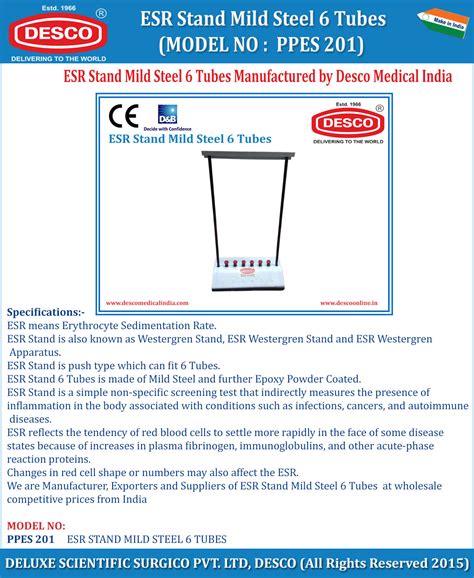 ESR Stand Mild Steel 6 Tubes | Pathology Lab Product | Manufacturer ...
