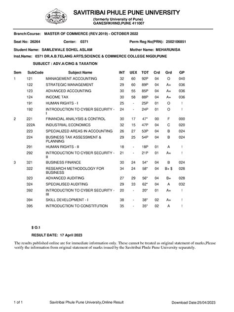 View Result (1) (1) - Ppp - Branch/Course: MASTER OF COMMERCE (REV ...