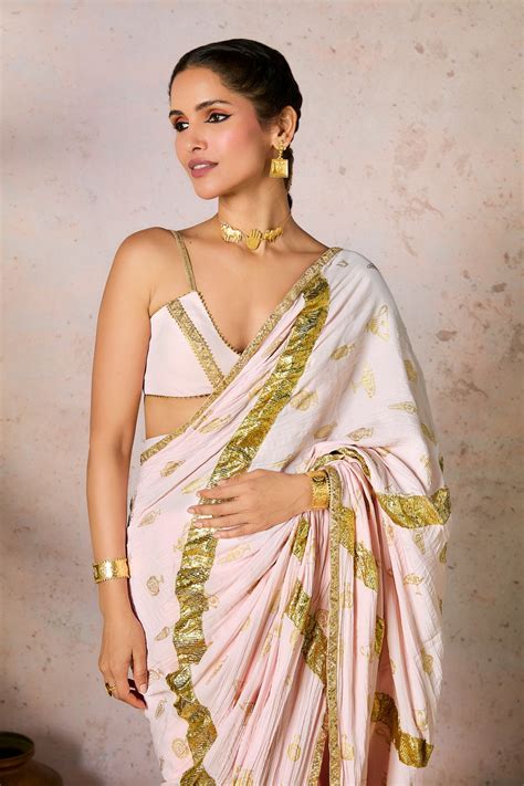 Masaba - Pink Potters Touch Gota Saree - Elahe