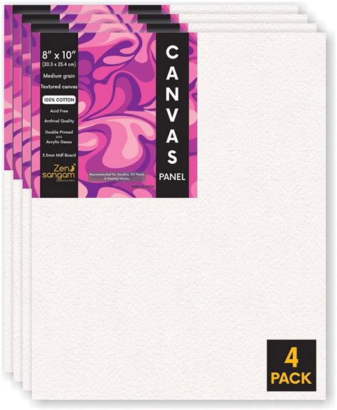 Zen Sangam Artists’ Canvas Panels - 100% Cotton Gesso Primed - Size ...