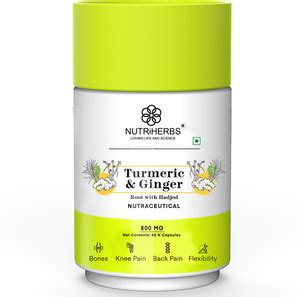 Nutriherbs Turmeric & Ginger Capsule with Black Pepper and Bio Curcumin ...