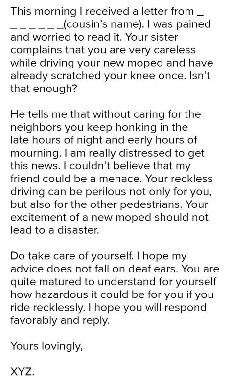 Q. 2) Informal Letter :- Write a letter to your cousin brother alerting ...