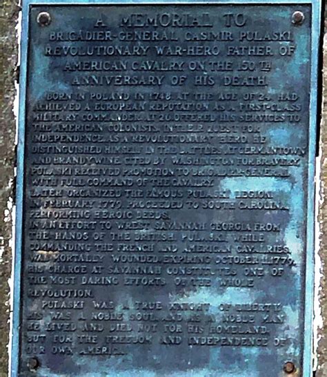 BRIGADIER GENERAL CASIMIR PULASKI REVOLUTIONARY WAR HERO MEMORIAL ...