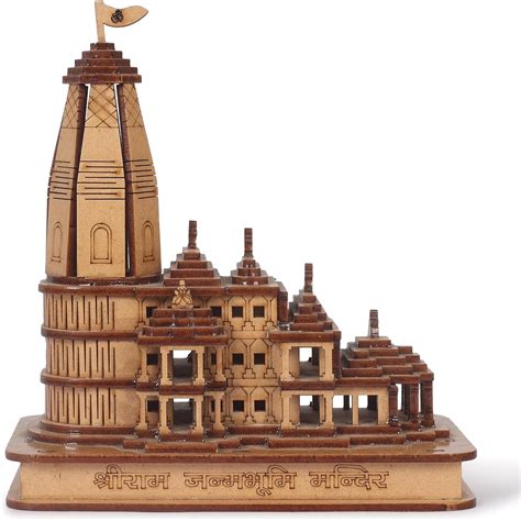 Ram Mandir Ayodhya Model Replica Wooden Small : Amazon.in: Home & Kitchen