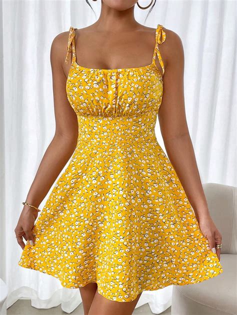 Breezaya Women Summer Vacation Style Floral Print Spaghetti Strap Dress ...