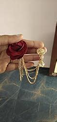 Panjatan Maroon Fabric Rose with Floral Gold Chain Brooch : Amazon.in ...