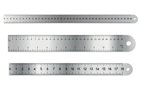 Metal ruler set. Dual measurements rulers with precise metric and inch scales. 12 inches, 40 ...