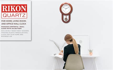 Buy Rikon FRAYO Quartz Plastic Rotating Pendulum Wall Clock (4751, Wood ...
