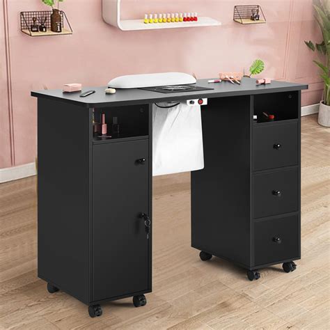 Hokku Designs Nail Beauty Manicure Desk With Storage Drawers, Nail Tech ...
