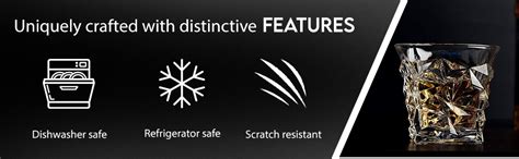 SYANKA Italian Premium Crystal Diamond Whiskey Glasses Set of 6, 310ml ...