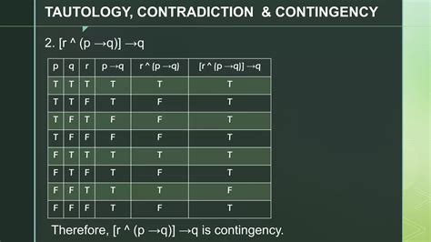 Formal Logic - Lesson 4 - Tautology, Contradiction and Contingency | PDF